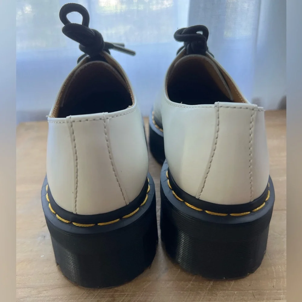Dr. Martens 1461 Quad White Smooth Leather Platform Shoes Women’s Size 6
